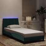 vidaXL Cadre de lit avec LED sans matelas vert foncé 90x190 cm velours