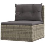 vidaXL Salon de jardin 4 Pièces avec coussins Gris Résine tressée