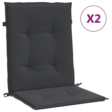 vidaXL Coussins de chaise de jardin à dossier bas lot de 2 noir