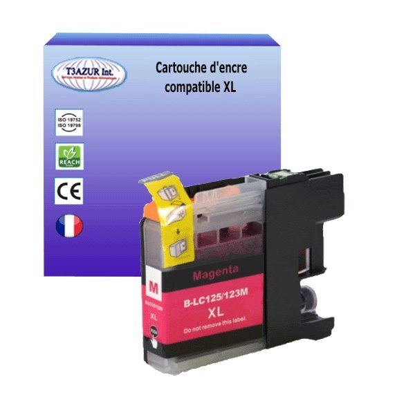 T3AZUR - Cartouche compatible avec Brother LC123 XL pour Brother MFCJ650DW  MFCJ6520DW  MFCJ6720DW  MFCJ6920DW  MFCJ870DW Magenta