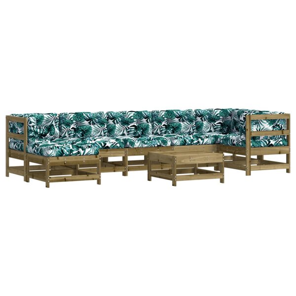 vidaXL Salon de jardin 8 Pièces avec coussins bois de pin imprégné