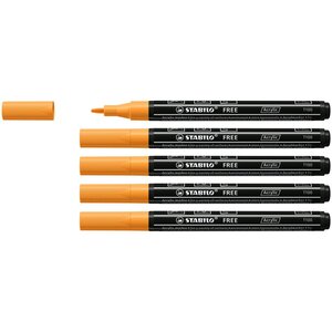 Marqueur pointe fine FREE acrylic T100 orange x 5 STABILO
