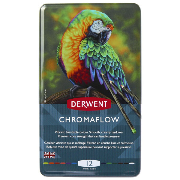 DERWENT - CHROMAFLOW - boîte métal 12 crayons de couleur assortis