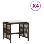 vidaXL Tabourets de jardin et coussins lot de 4 marron résine tressée