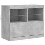 vidaXL Buffet avec lumières LED gris béton 163x37x67 cm