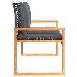 vidaXL Banc de jardin avec coussin noir résine tressée et acacia