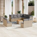 vidaXL Salon de jardin avec coussins 12 Pièces beige résine tressée