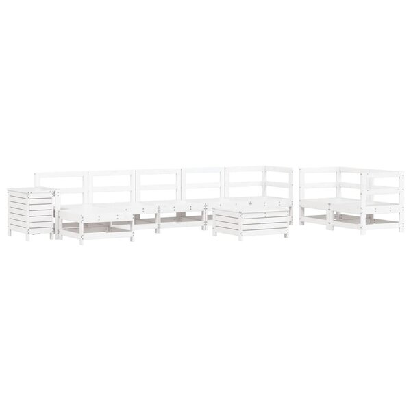vidaXL Salon de jardin 10 Pièces blanc bois de pin massif