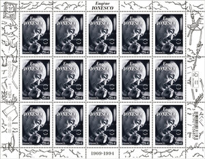 Feuille de 15 timbres - Eugène Ionesco - Lettre verte