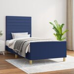 vidaXL Cadre de lit avec tête de lit Bleu 90x200 cm Tissu