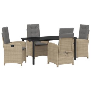 vidaXL Ensemble de salle à manger pour jardin 5 Pièces Beige polyrotin