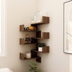 vidaXL Étagères d'angle murales 2 Pièces Chêne marron 40x40x50 cm Bois
