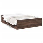 vidaXL Cadre de lit à tiroirs chêne brun 135x190 cm bois d'ingénierie