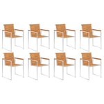 vidaXL Chaises de jardin 8 Pièces avec coussins Bois d'acacia solide