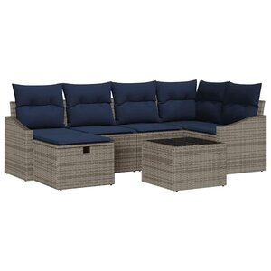 vidaXL Ensemble de canapé de jardin 7 Pièces Gris 55 x 62 x 69 cm