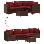 vidaXL Salon de jardin 5 Pièces avec coussins Marron Résine tressée