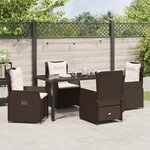 Ensemble de salle à manger jardin 5 pièces en rotin marron vidaXL
