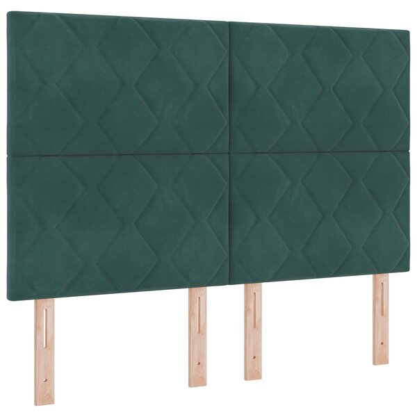 vidaXL Tête de Lit Design Blocs en Diamant Verte Foncée 144 cm Velours