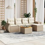 vidaXL Salon de jardin avec coussins 6 Pièces beige résine tressée