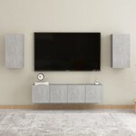 vidaXL Ensemble de meubles TV 4 Pièces Gris béton Bois d'ingénierie