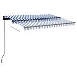 vidaXL Auvent automatique capteur de vent LED 3 5x2 5 m Bleu et blanc