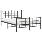 vidaXL Cadre de lit métal avec tête de lit/pied de lit noir 140x190 cm