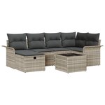 Ensemble de 7 Pièces de Canapé de Jardin avec Coussins en Poly Rotin Gris Clair