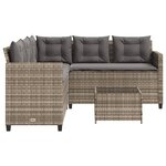 vidaXL Canapé de jardin avec table et coussins en forme de L gris