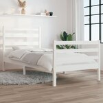 vidaXL Cadre de lit Bois de pin massif 100x200 cm blanc