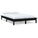 vidaXL Cadre de lit noir 135x190 cm double bois de pin massif