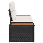 Canapé de jardin 2 places vidaXL avec coussins en poly rattan noir