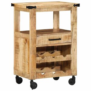 vidaXL Chariot de cuisine Marron 55 x 40 x 80 cm Bois de mangue massif