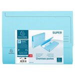 Paquet De 50 Chemises Poche Super 210 - 24 5x32 5cm - Bleu Clair - X 3 - Exacompta