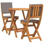 vidaXL Ensemble Bistro Pliable 3 pièces avec Coussins en Bois Massif d'Acacia