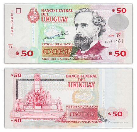 Billet de collection 50 pesos uruguayos 2008 uruguay - neuf - p87