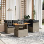 vidaXL Salon de jardin 5 Pièces avec coussins gris résine tressée