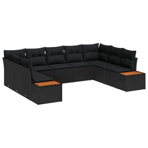 vidaXL Ensemble de canapé de jardin avec coussin 5 Pièces Noir Polyrotin