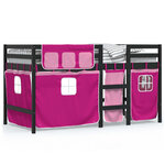 vidaXL Lit mezzanine enfants et rideaux rose 80x200cm bois pin massif