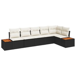 vidaXL Ensemble de canapé de jardin six pièces avec coussins en rotin synthétique noir