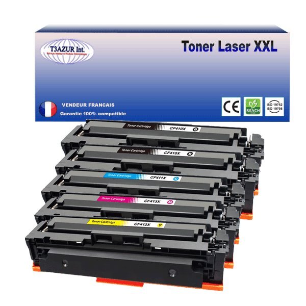 T3AZUR - Lot de 5 Toners compatibles avec Canon 046H pour Canon MF-732Cdw  MF-734Cdw  MF-735Cx (Noir+Couleur)