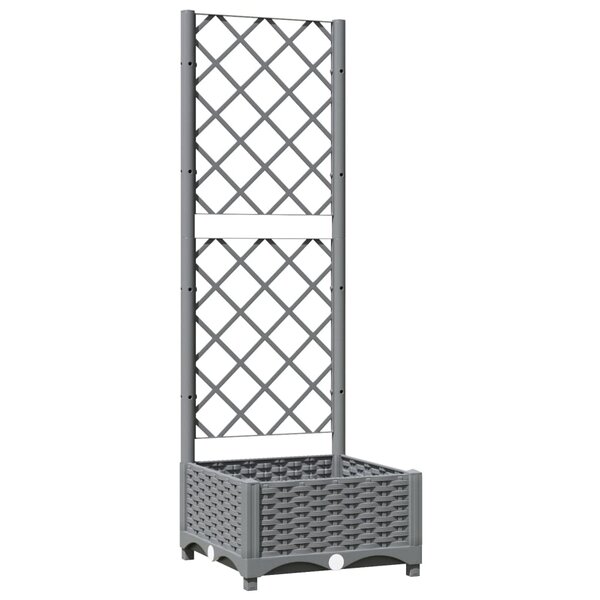 vidaXL Jardinière avec treillis Gris clair 40x40x121 5 cm PP