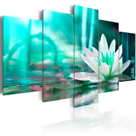 Tableau - turquoise lotus l x h en cm 100x50