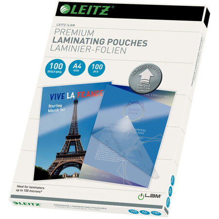 Leitz Pochettes de plastification ILAM 100 microns A4 100 Pièces
