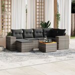 vidaXL Salon de jardin avec coussins 7 Pièces gris résine tressée
