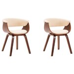 vidaXL Chaises à manger lot de 2 crème bois courbé et similicuir
