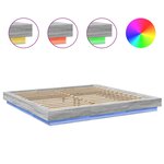 vidaXL Cadre de lit avec lumières LED sonoma gris 200x200 cm
