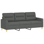 vidaXL Ensemble de canapés 3 Pièces avec coussins Gris foncé Tissu