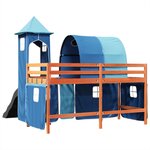 vidaXL Lit mezzanine enfants avec tour bleu 90x190 cm bois pin massif
