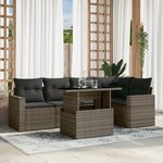 vidaXL Salon de jardin 6 Pièces avec coussins gris résine tressée
