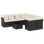 vidaXL Salon de jardin 9 Pièces avec coussins noir résine tressée